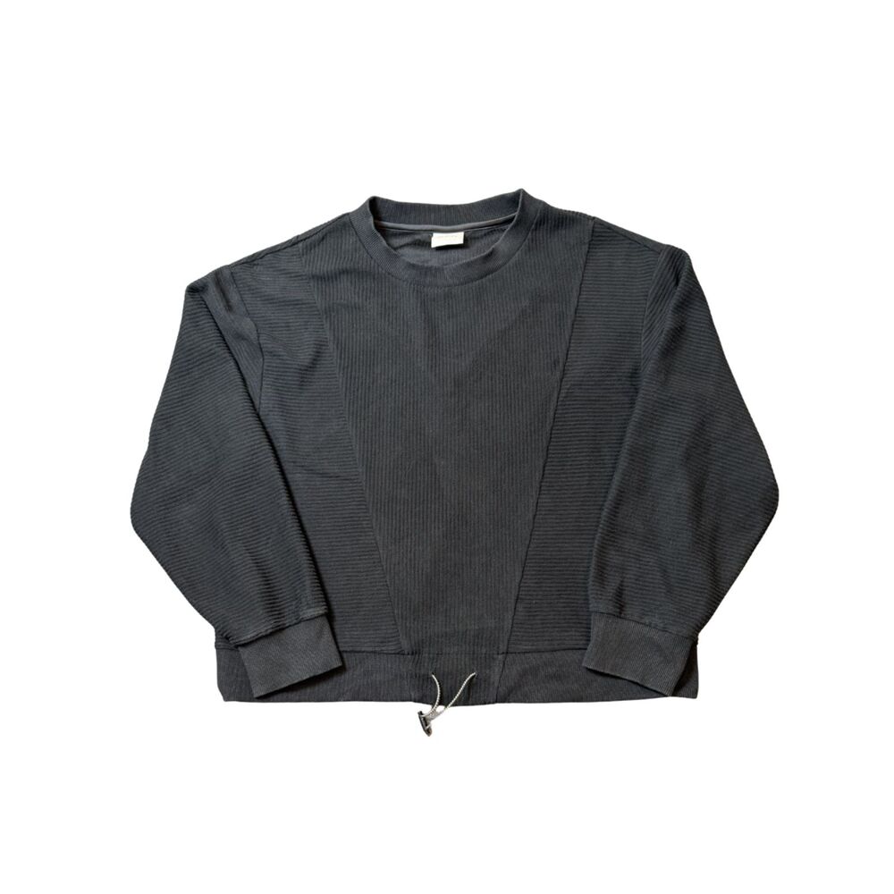 Varley Arleta Black Ribbed Crew Neck Pullover Sweatshirt Size XL Gorpcore